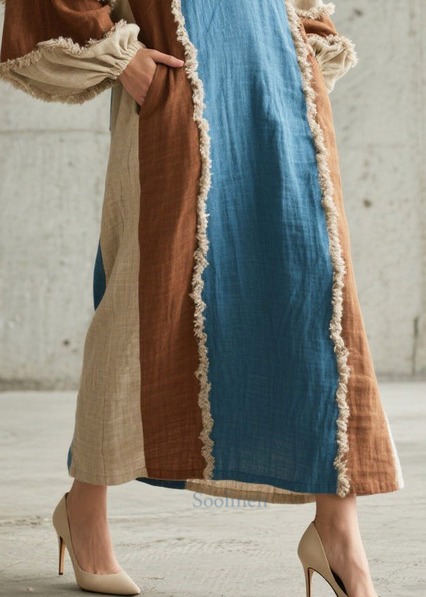 Unique Mixed Color Oversized Patchwork Faux Fur Dress Fall