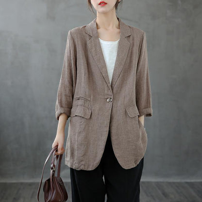 Unique Notched Pockets Blouse Wardrobes Khaki Plaid Blouse