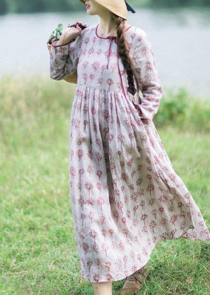Unique O Neck Cinched Spring Quilting Clothes Tunic Robe Dress