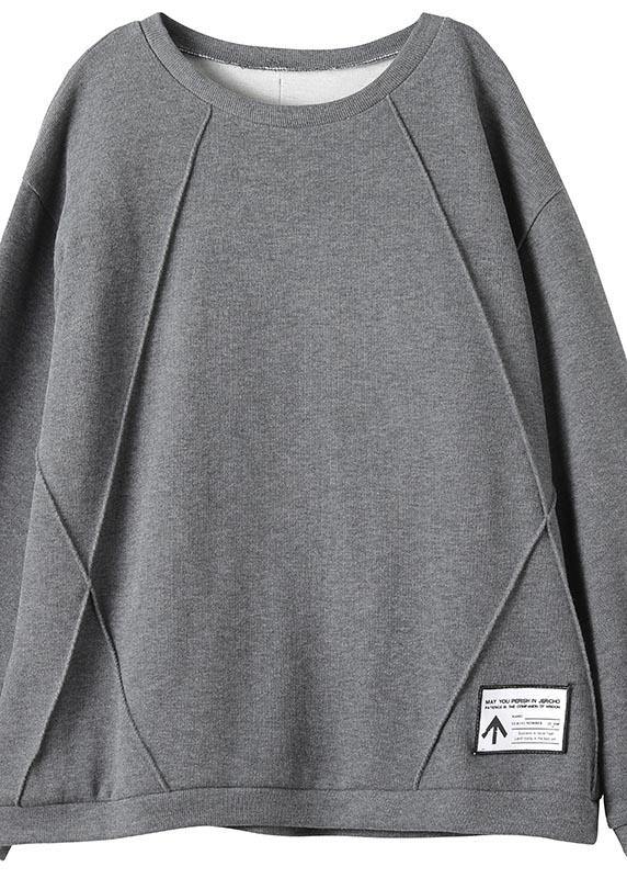 Unique O Neck Patchwork Spring Clothes For Women Fabrics Gray Blouse