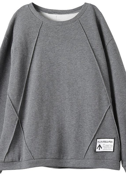 Unique O Neck Patchwork Spring Clothes For Women Fabrics Gray Blouse