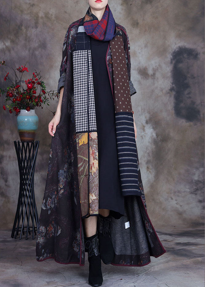 Unique O-neck Print Button Fall Coats