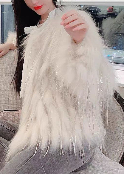 Unique Pink Tasseled Zircon Raccoon Hair Coats Winter