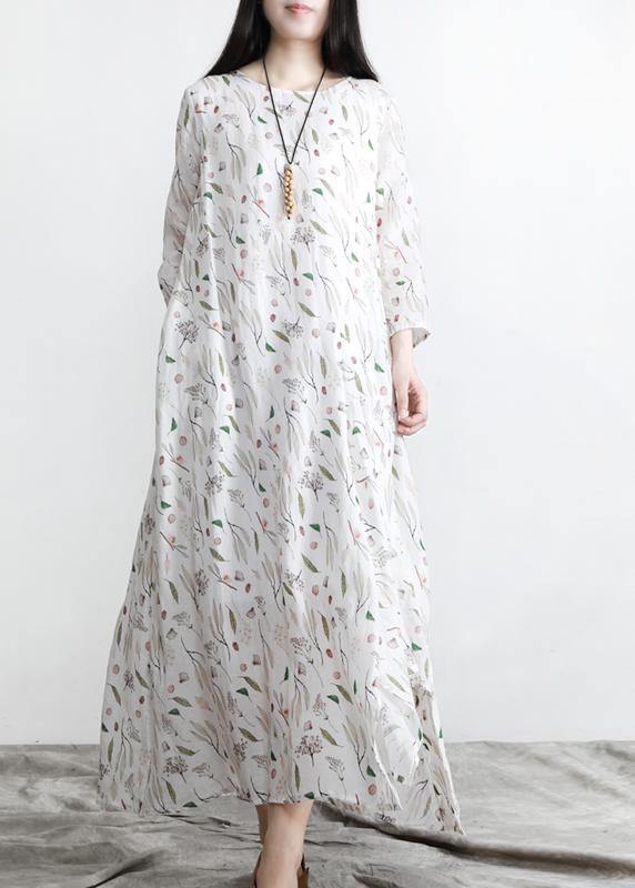 Unique Print Asymmetrical Design Linen Summer Robe Dresses