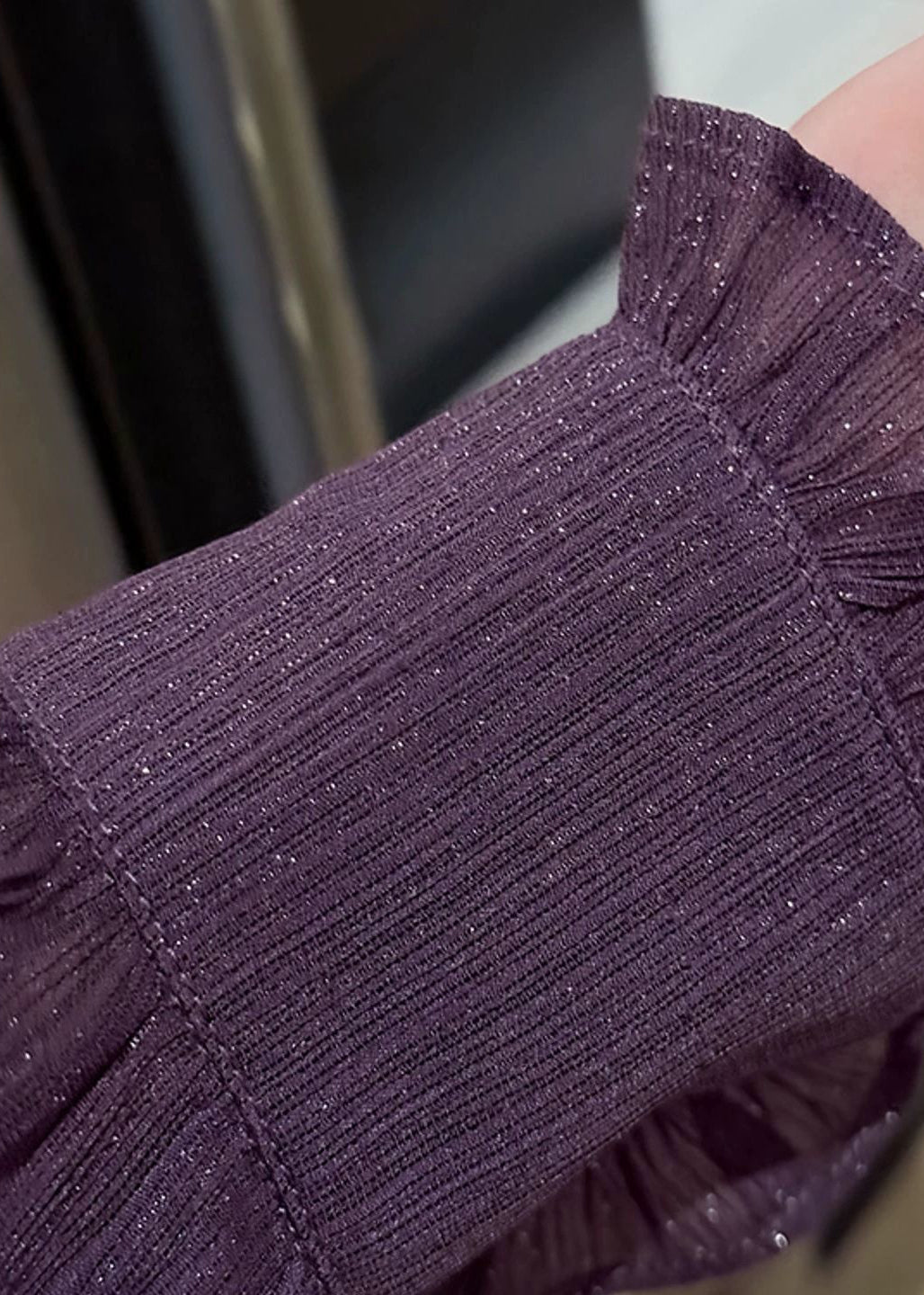 Unique Purple Bow Ruffled Solid Shirt Spring