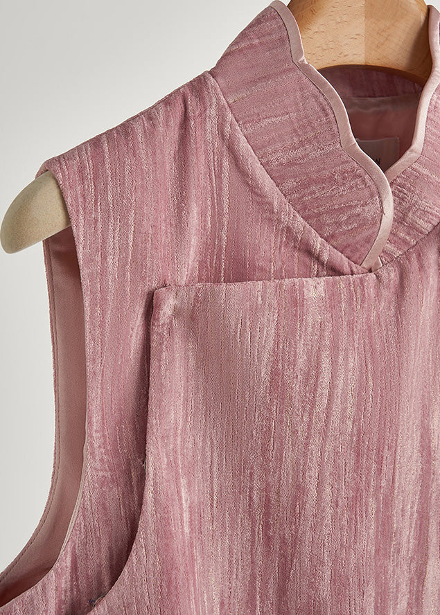 Unique Rose Decorated Silk Velour Vests Spring
