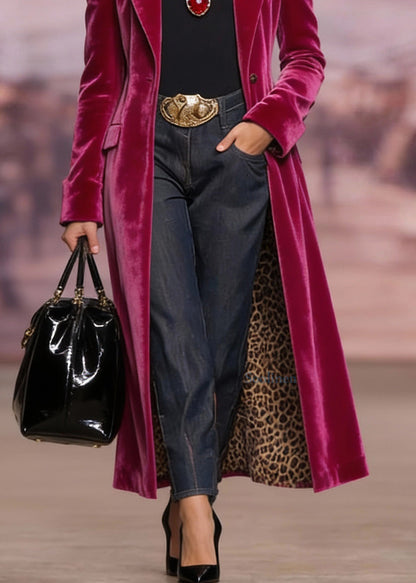 Unique Rose Peter Pan Collar Pockets Velvet Suit Coat Spring