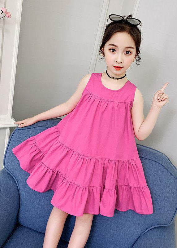 Unique Rose Ruffled Patchwork Cotton Kids Dress Summer
