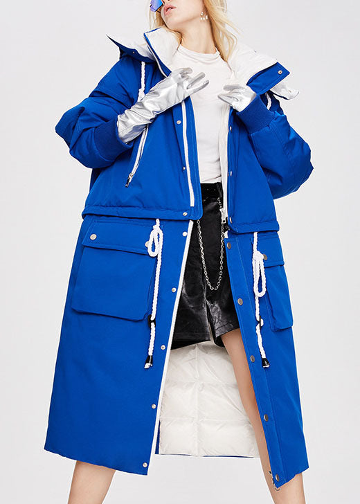 Unique Royal Blue Hooded Removable Winter Duck Down Winter Coats
