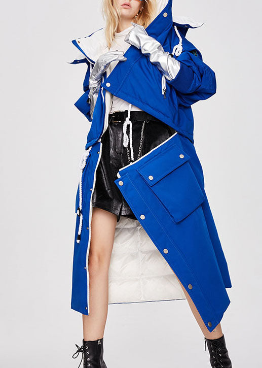 Unique Royal Blue Hooded Removable Winter Duck Down Winter Coats