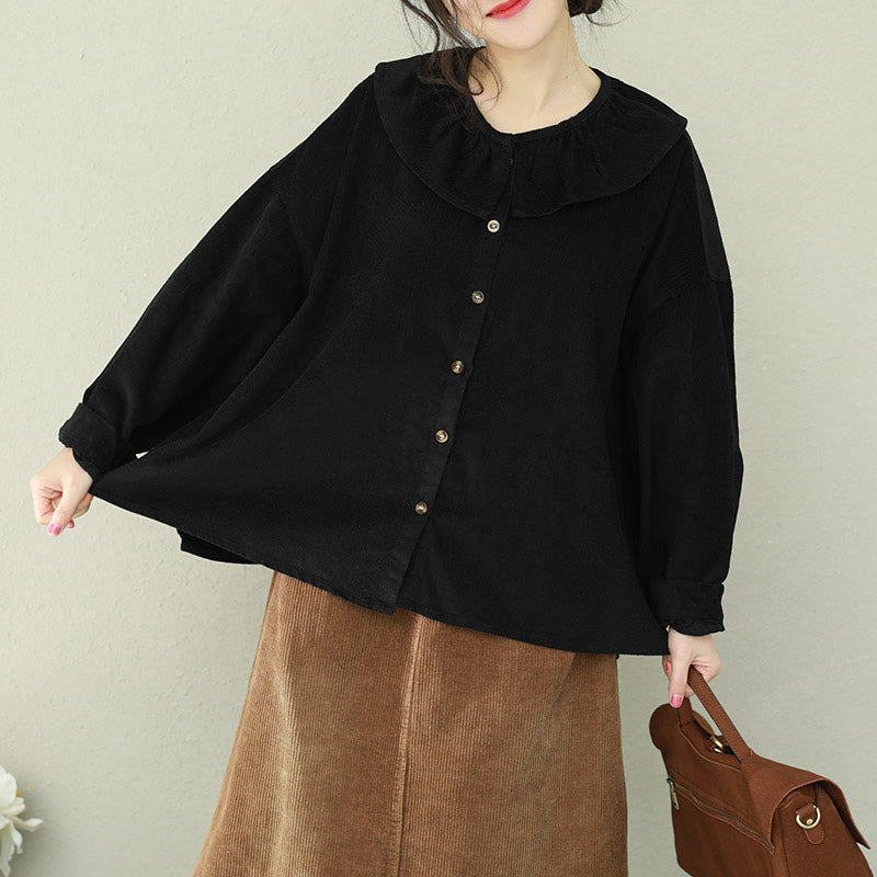 Unique Ruffles Tunic Pattern Boutique Tops Black Clothing