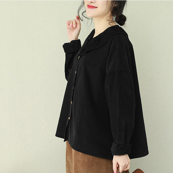 Unique Ruffles Tunic Pattern Boutique Tops Black Clothing