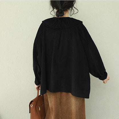 Unique Ruffles tunic pattern boutique tops black Plus Size Clothing