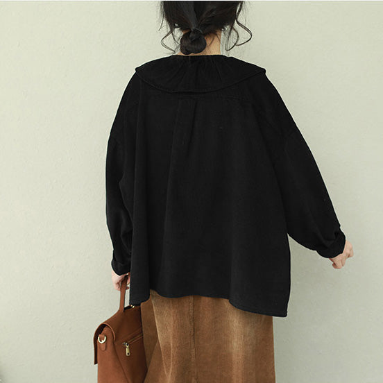 Unique Ruffles Tunic Pattern Boutique Tops Black Clothing