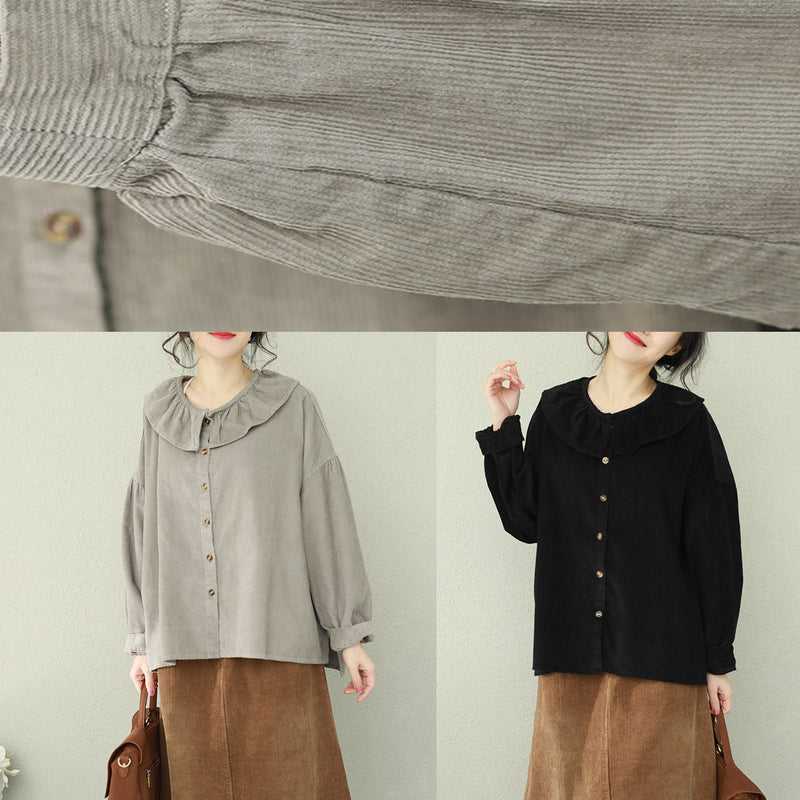 Unique Ruffles Tunic Pattern Boutique Tops Black Clothing
