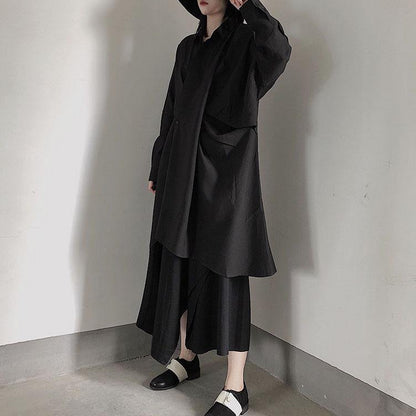 Unique Stand Collar Hollow Out Spring Quilting Clothes Pattern Black Maxi Dresses
