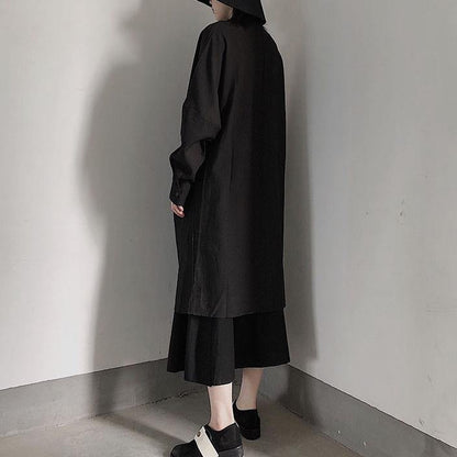 Unique Stand Collar Hollow Out Spring Quilting Clothes Pattern Black Maxi Dresses
