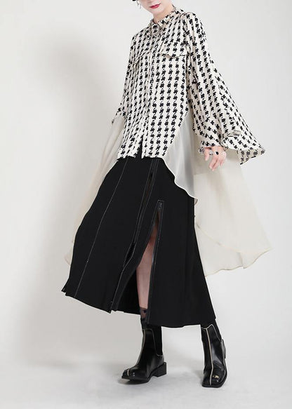 Unique White Print Patchwork asymmetrical design Trench Summer