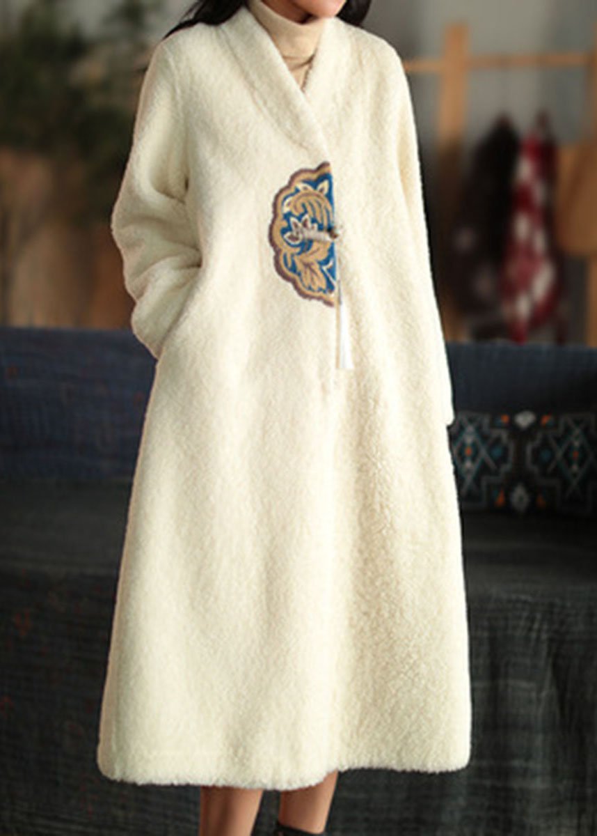 Red Embroideried Patchwork Winter Thick Coats Wool Jackets