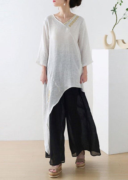 Unique Yellow Asymmetrical Design O-neck Shirts Fall