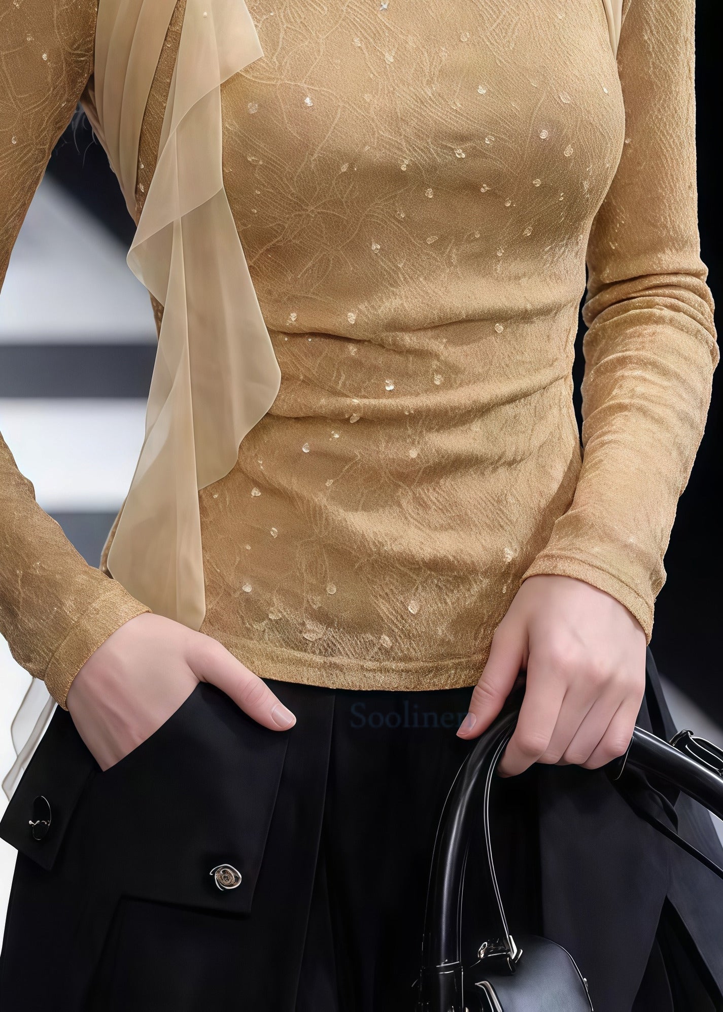 Unique Yellow Sequins Patchwork Flower Tulle Tops Spring