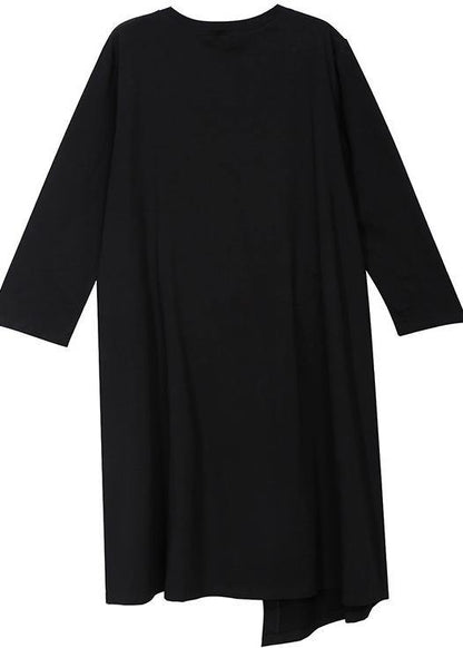 Unique Asymmetric Cotton Prints Wardrobes Fabrics Black Patchwork Dresses