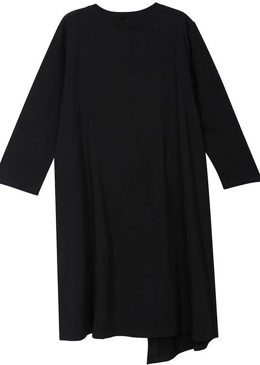 Unique Asymmetric Cotton Prints Wardrobes Fabrics Black Patchwork Dresses