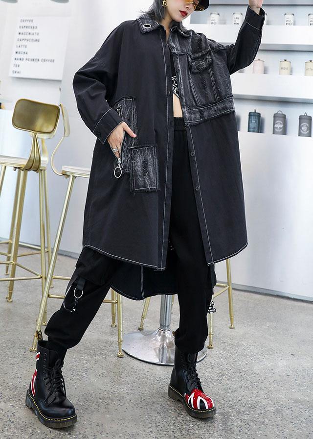Unique Asymmetric Hem Fine Outfit Black Art Coats Fall