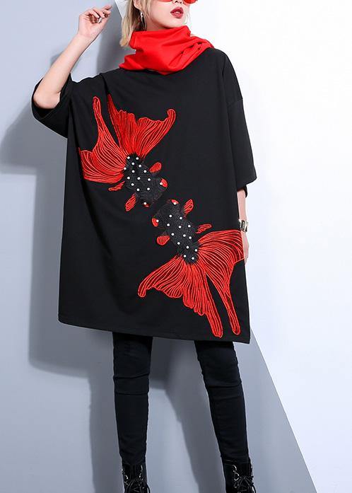 Unique Black Printing Cotton Wardrobes Fabrics O Neck European Short Summer Dresses