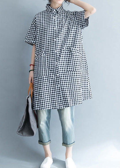 Unique Black Red Cotton Linen Shirts Stylish Lapel Pockets Oversized Summer Shirts