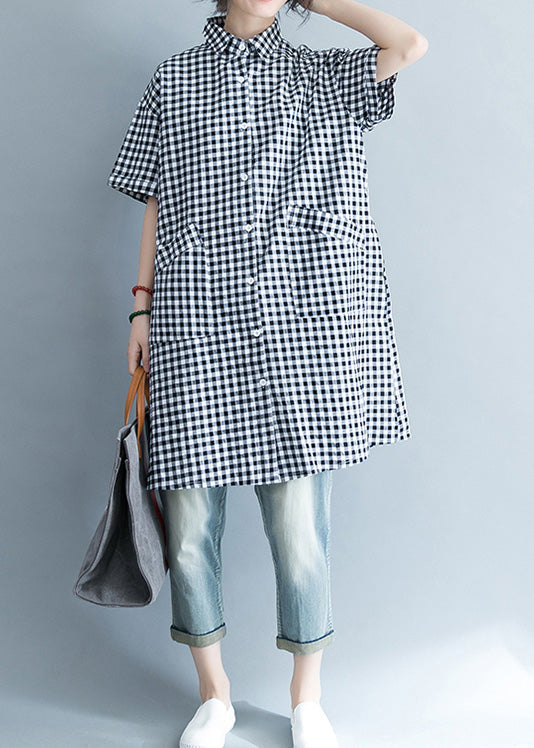 Unique Black Red Cotton Linen Shirts Stylish Lapel Pockets Oversized Summer Shirts