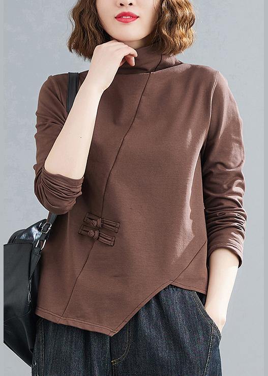Unique Chocolate Tunics for High Neck Chinese Button Tunic Tops
