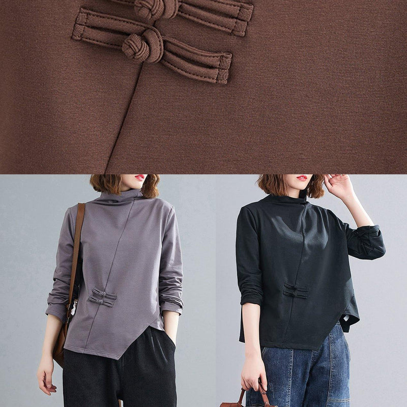 Unique Chocolate Tunics for High Neck Chinese Button Tunic Tops