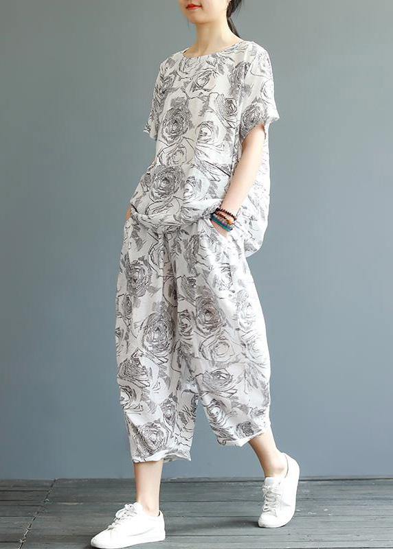 Unique Cotton Printed T-shirt and Harem Pantsvintage Printed T-shirt and Harem Pants