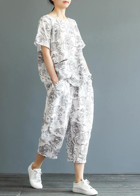 Unique Cotton Printed T-shirt and Harem Pantsvintage Printed T-shirt and Harem Pants