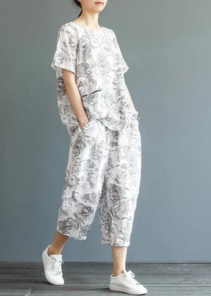 Unique Cotton Printed T-shirt and Harem Pantsvintage Printed T-shirt and Harem Pants