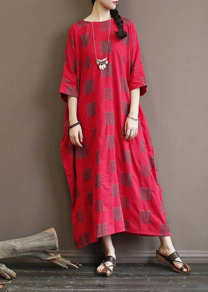 Unique Cotton Quilting Clothes 18th Century Square Batwing Sleeve Loose Dress