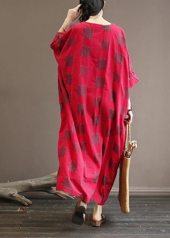 Unique Cotton Quilting Clothes 18th Century Square Batwing Sleeve Loose Dress