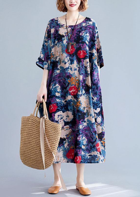 Unique Cotton Dresses O Neck Baggy Maxi Dresses