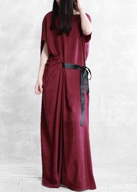 Unique Green Dress O Neck Asymmetric Robe Summer Dress
