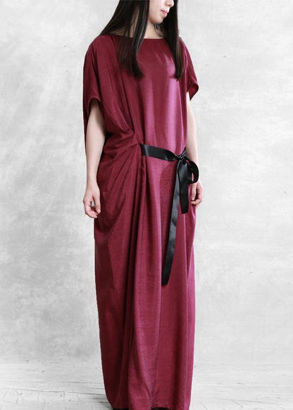 Unique Green Dress O Neck Asymmetric Robe Summer Dress