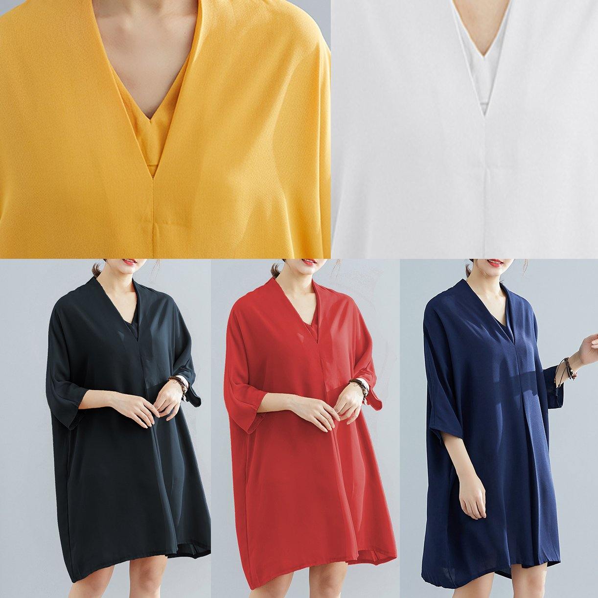 Unique Half Sleeve Chiffon 0work Outfits Blue Dress Summer