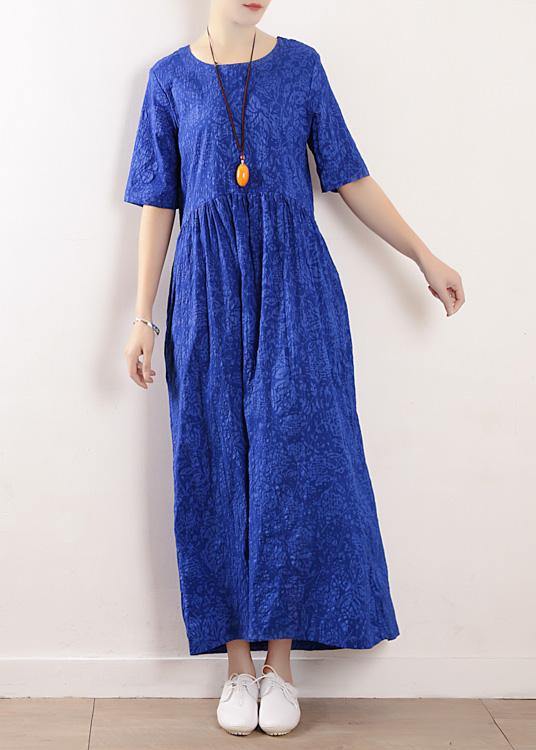 Unique Half Sleeve Linen Clothes for Sewing Summer Dresses Blue