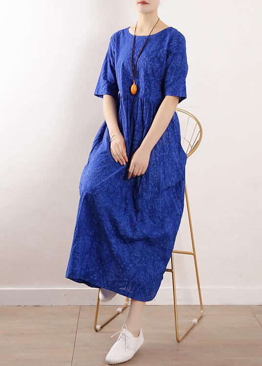 Unique Half Sleeve Linen Clothes for Sewing Summer Dresses Blue