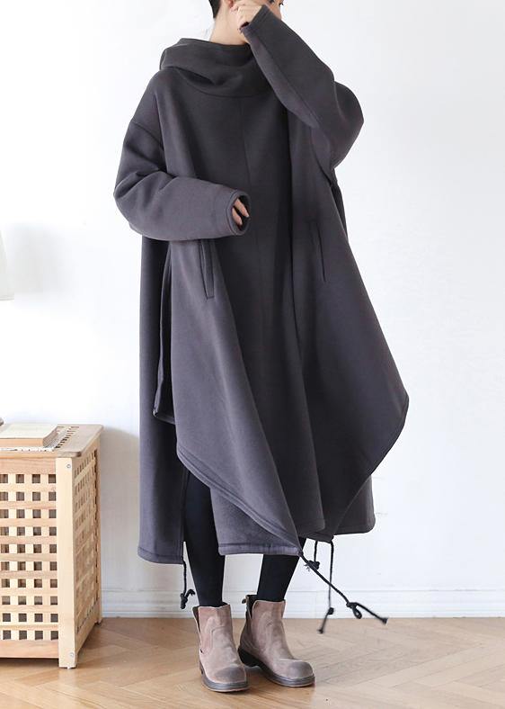 Unique High Neck Drawstring Clothes Ideas Gray a Line Dress