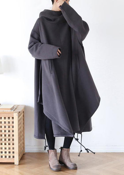 Unique High Neck Drawstring Clothes Ideas Gray a Line Dress