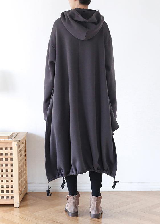 Unique High Neck Drawstring Clothes Ideas Gray a Line Dress