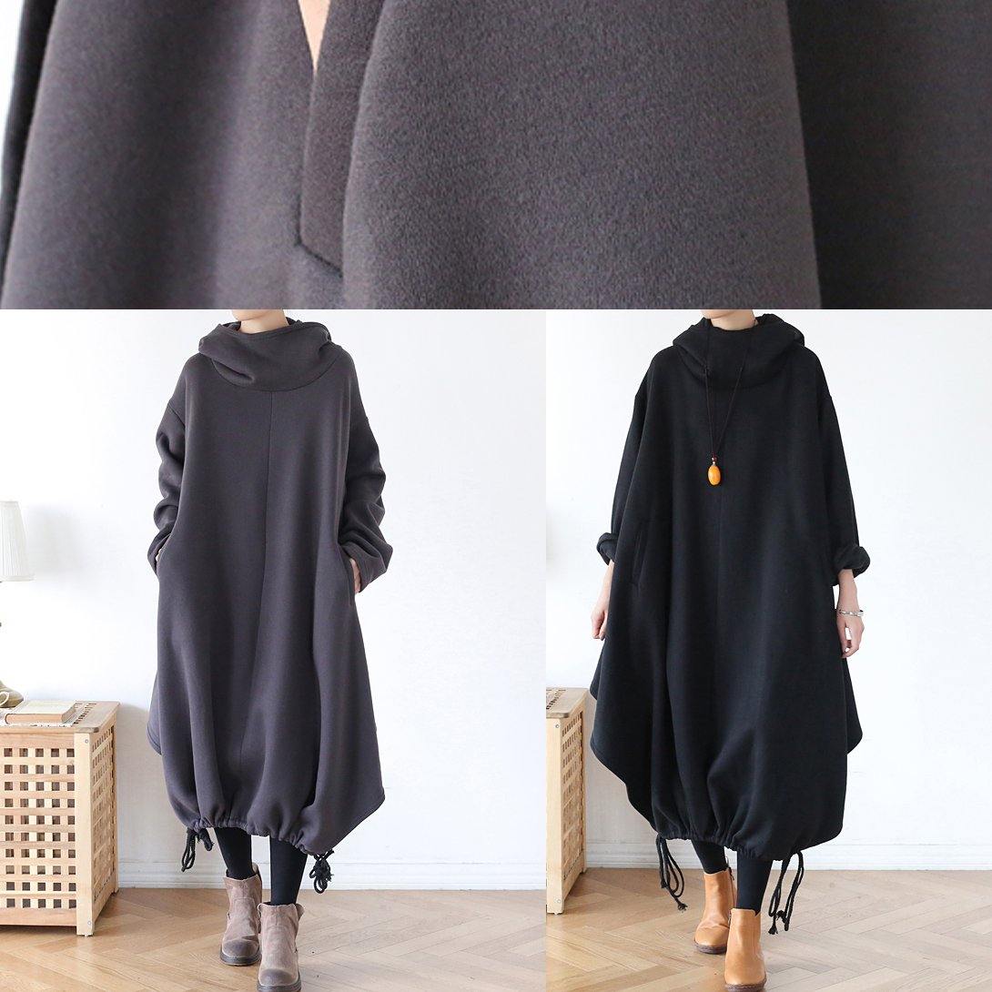 Unique High Neck Drawstring Clothes Ideas Gray a Line Dress