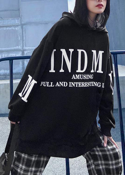Unique hooded patchwork false two pieces tops Fashion Ideas black tops