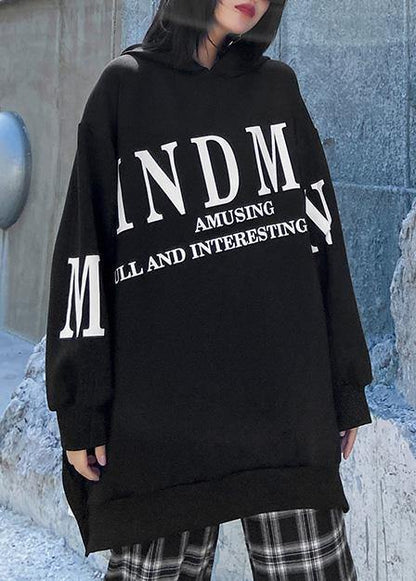 Unique hooded patchwork false two pieces tops Fashion Ideas black tops